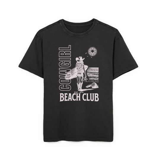 Cowgirl Beach Club Acid Washed Oversize Tee