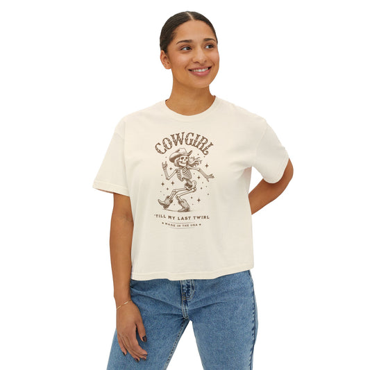 Cowgirl 'Till My Last Twirl Boxy Crop Tee