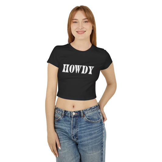 Howdy Black Baby Crop Tee