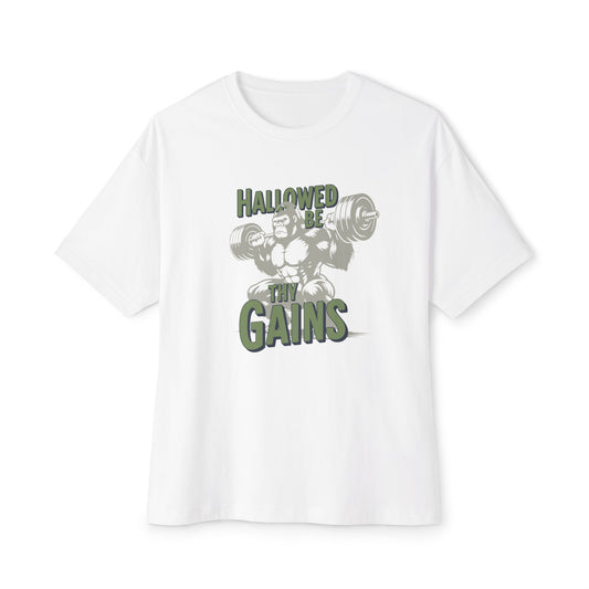 Hallowed Be Thy Gains Unisex Oversized Boxy Tee